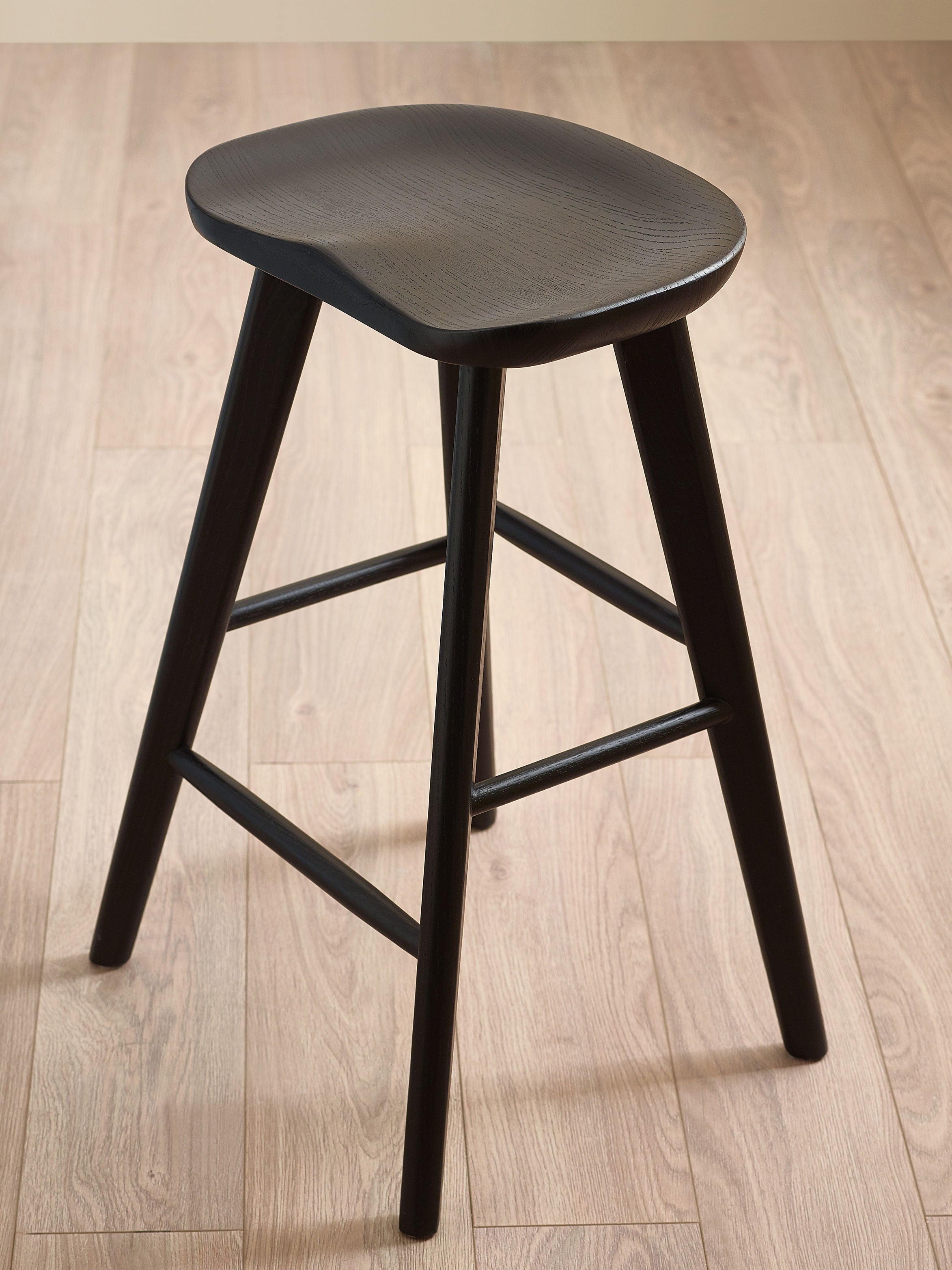 Alton Black Solid Oak Wood Bar Stool